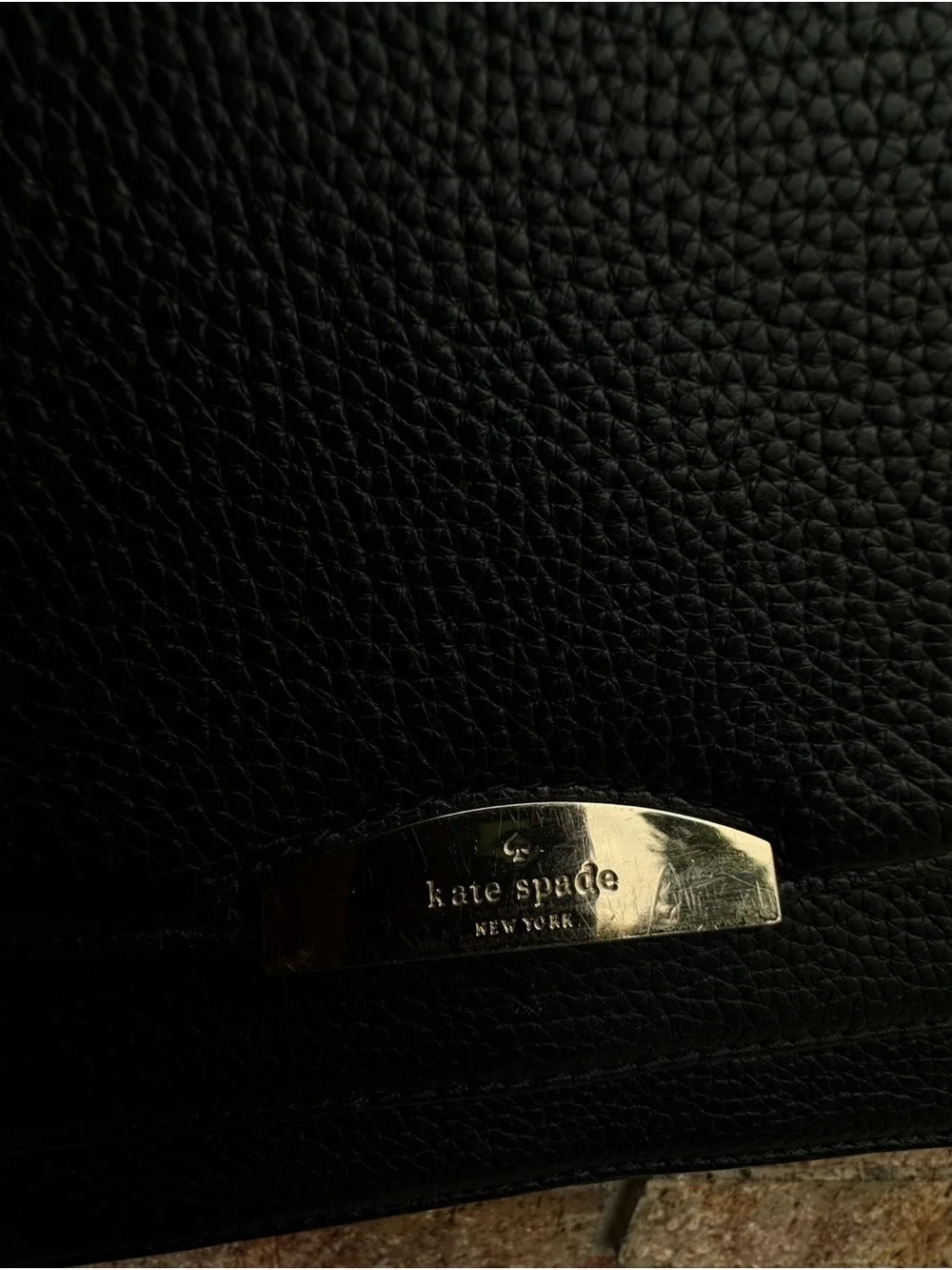 kate spade Black Pebbled Genuine Leather Crossbody Satchel with Gold Hardware - Picture 12 of 14